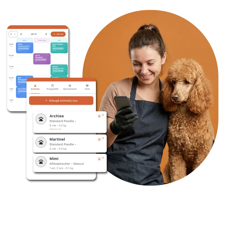 Groomer profesionist folosind aplicația Animalia