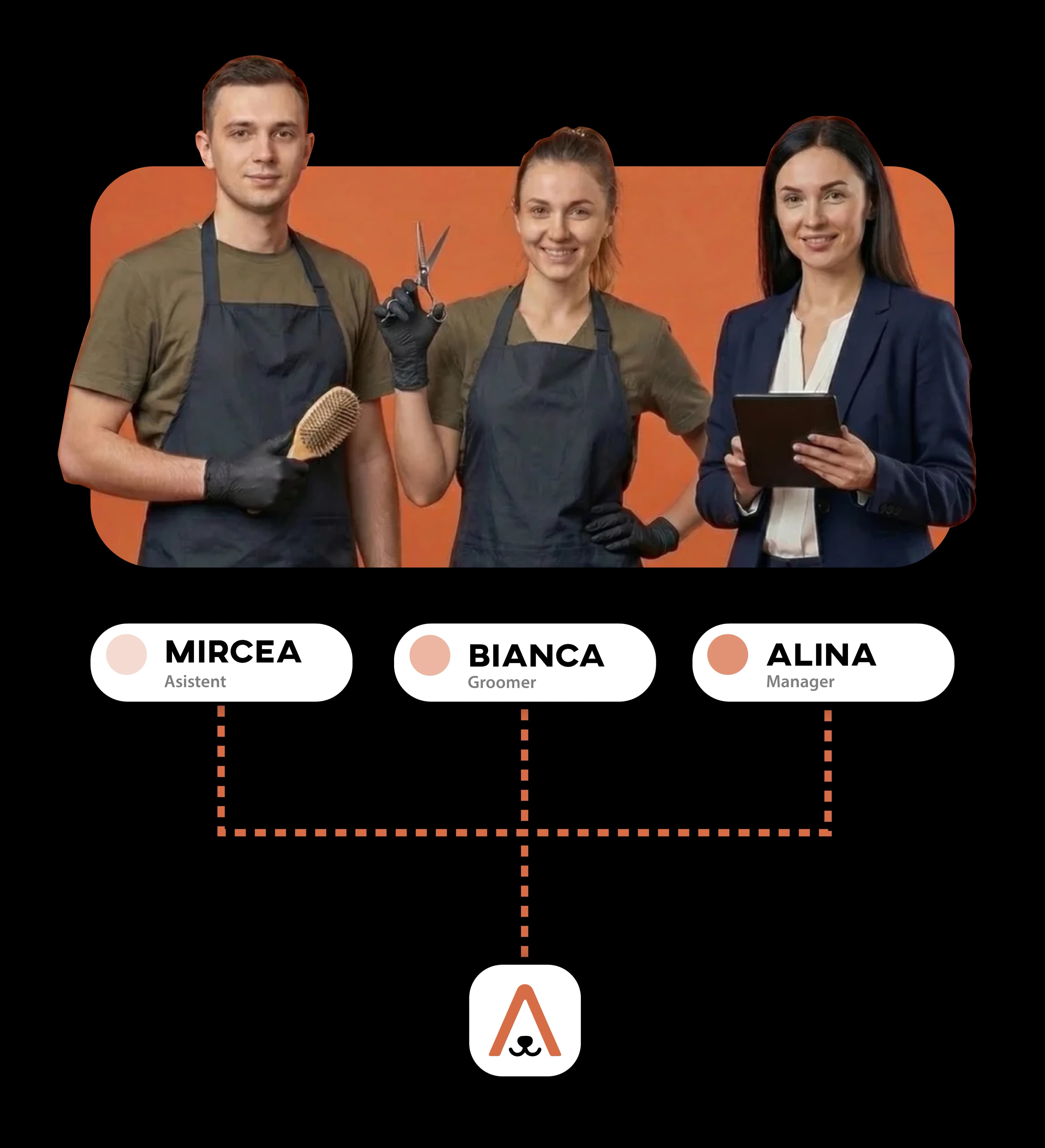 Echipa salonului - Mircea, Bianca, Alina